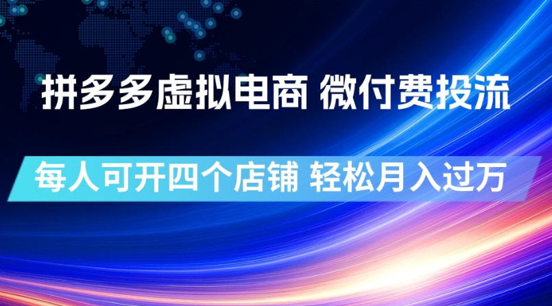 拼多多虚拟电商,微付费投流玩法,每人可开四个店,轻松月入过1W【揭秘】-Ai创业网