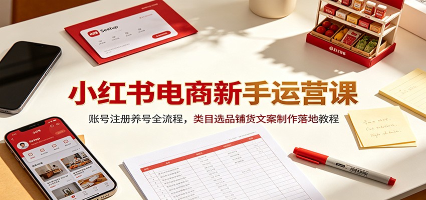 小红书电商新手运营课：账号注册养号全流程，类目选品铺货文案制作落地教程-Ai创业网