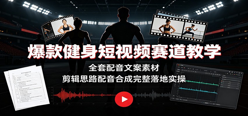 爆款健身短视频赛道教学：全套配音文案素材，剪辑思路配音合成完整落地实操-Ai创业网