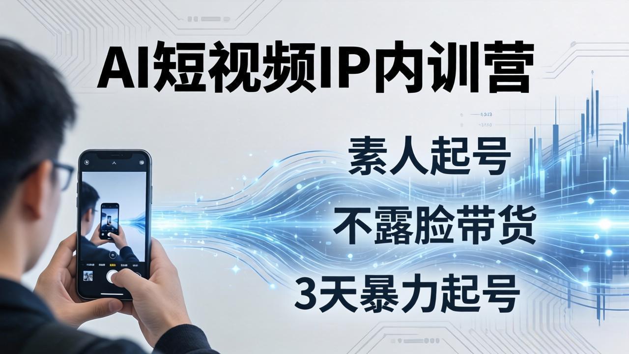 2026AI短视频IP内训营-更新：从素人起号到不露脸带货，3天暴力起号全流程拆解-Ai创业网