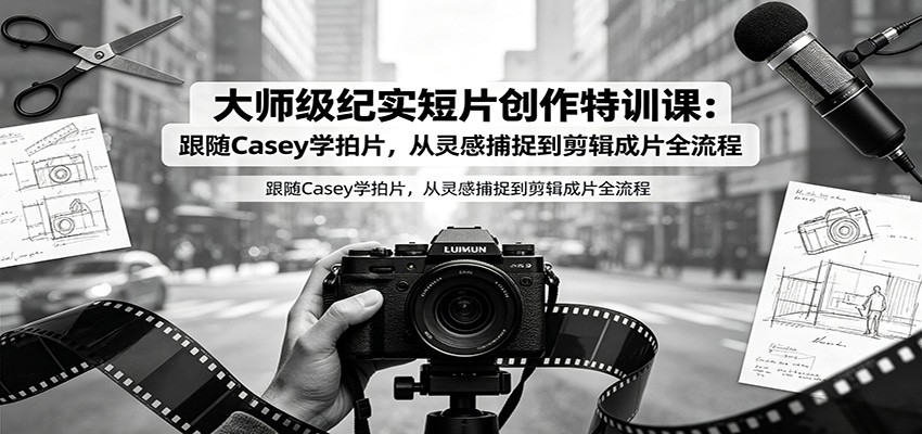大师级纪实短片创作特训课：跟随Casey学拍片，从灵感捕捉到剪辑成片全流程-Ai创业网