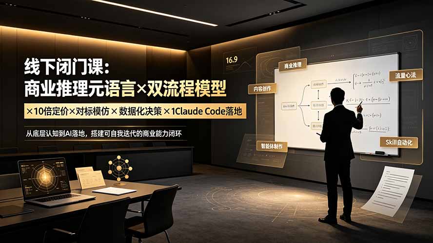 线下闭门课：商业推理元语言×双流程模型×10倍定价×对标模仿×数据化决策×Claude Code落地，击穿认知盲区-Ai创业网