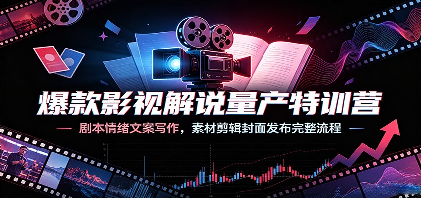 爆款影视解说量产特训营：剧本情绪文案写作，素材剪辑封面发布完整流程-Ai创业网