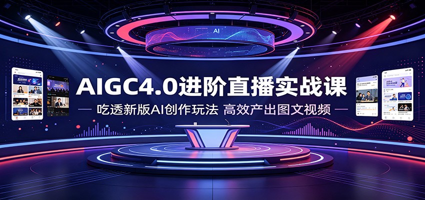 AIGC4.0进阶直播实战课：吃透新版AI创作玩法，高效产出图文视频-Ai创业网