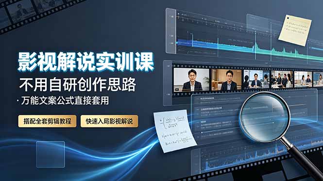 影视解说实训课：不用自研创作思路，万能文案公式直接套用，搭配全套剪辑教程，快速入局影视解说-Ai创业网
