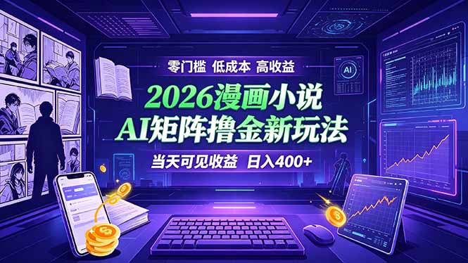 爆款小说漫画大阅读    ai矩阵操作    当天可见收益  日入400+    零门槛    高收益-Ai创业网