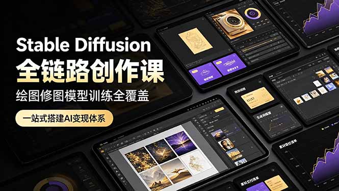 Stable Diffusion全链路创作课，绘图修图模型训练全覆盖，一站式搭建AI变现体系-Ai创业网
