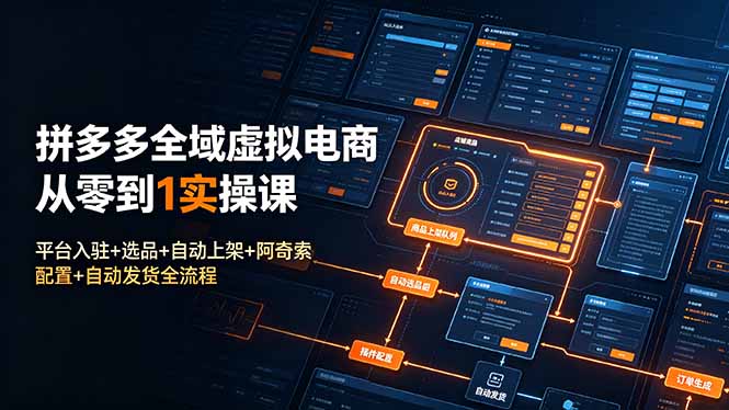 拼多多全域虚拟电商从零到1实操课：平台入驻+选品+自动上架+阿奇索配置+自动发货全流程-Ai创业网