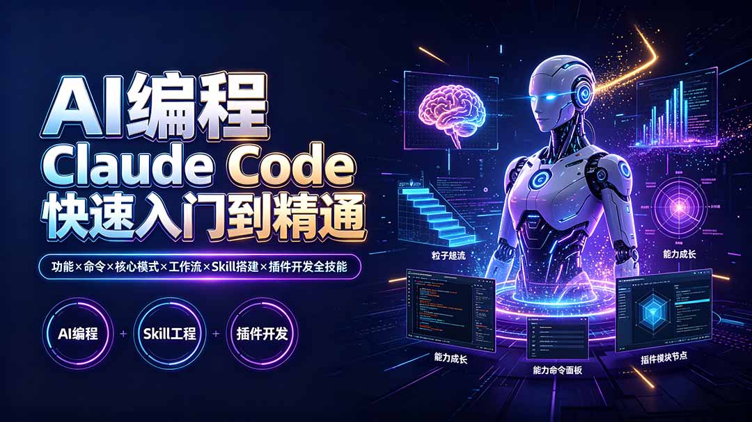 AI编程 Claude Code快速入门到精通：功能×命令×核心模式×工作流×Skill搭建×插件开发全技能-Ai创业网