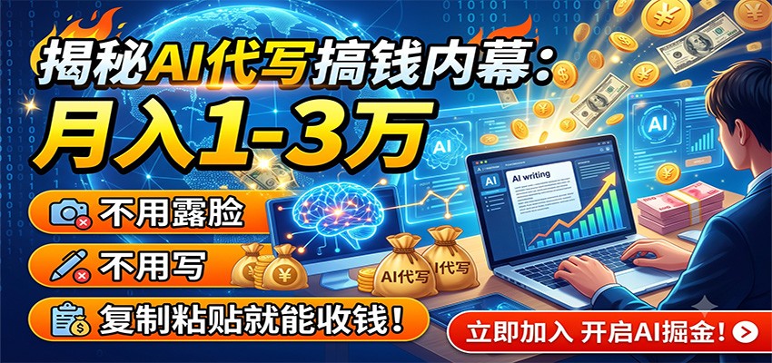揭秘AI代写搞钱内幕：月入1-3万，不用露脸不用写，复制粘贴就能收钱！-Ai创业网