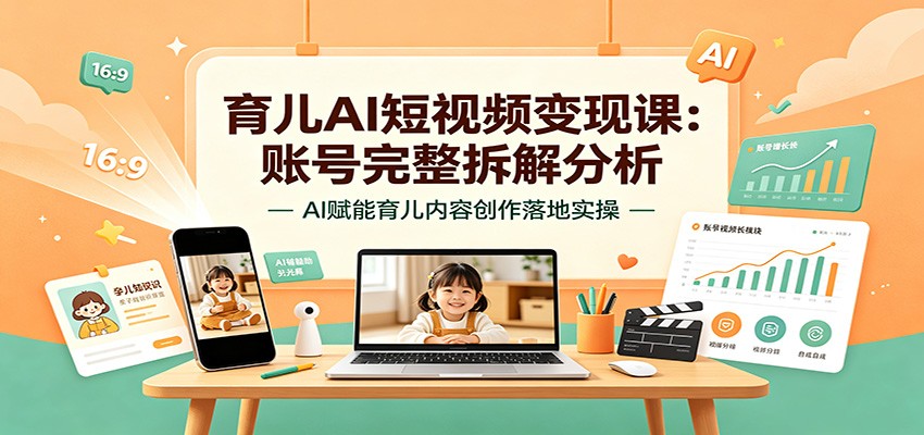 育儿AI短视频变现课:账号完整拆解分析,AI赋能育儿内容创作落地实操-Ai创业网