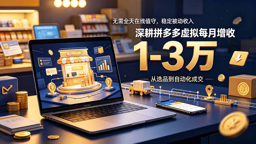 无需全天在线值守，稳定被动收入，深耕拼多多虚拟每月增收 1-3 万-Ai创业网