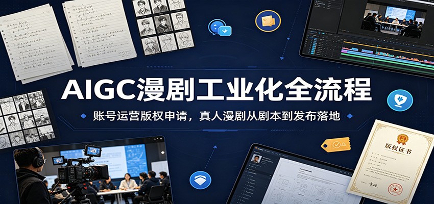AIGC漫剧工业化全流程：账号运营版权申请，真人漫剧从剧本到发布落地-Ai创业网