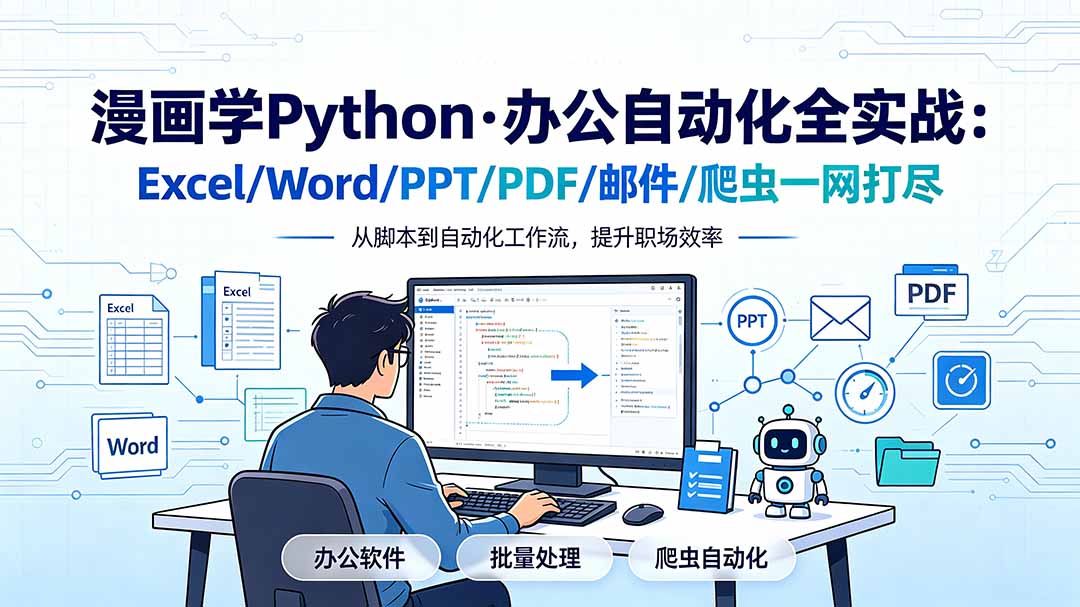 漫画学Python·办公自动化全实战：Excel/Word/PPT/PDF/邮件/爬虫一网打尽-Ai创业网