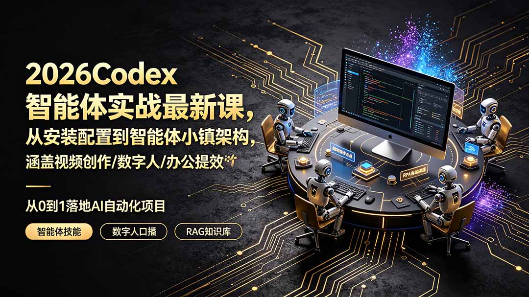 2026Codex智能体实战最新课，从安装配置到智能体小镇架构，涵盖视频创作/数字人/办公提效全技能-Ai创业网