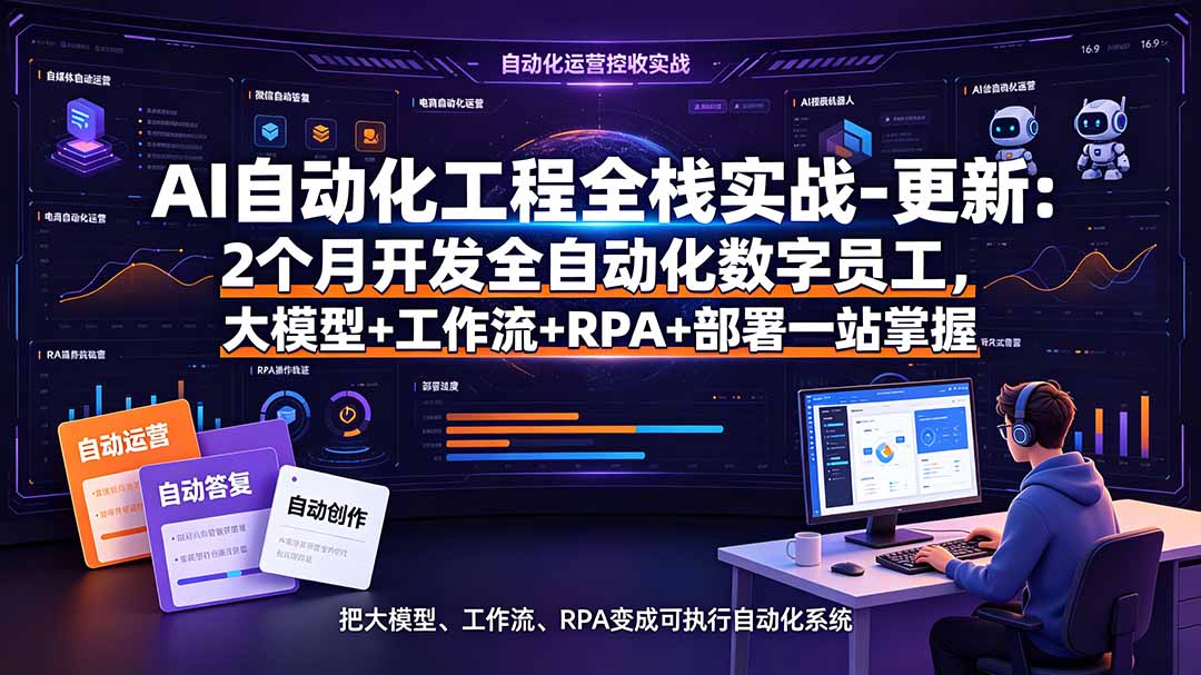 AI自动化工程全栈实战-更新：2个月开发全自动化数字员工，大模型+工作流+RPA+部署一站式掌握-Ai创业网