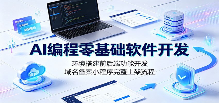 AI编程零基础软件开发:环境搭建前后端功能开发,域名备案小程序完整上架流程-Ai创业网