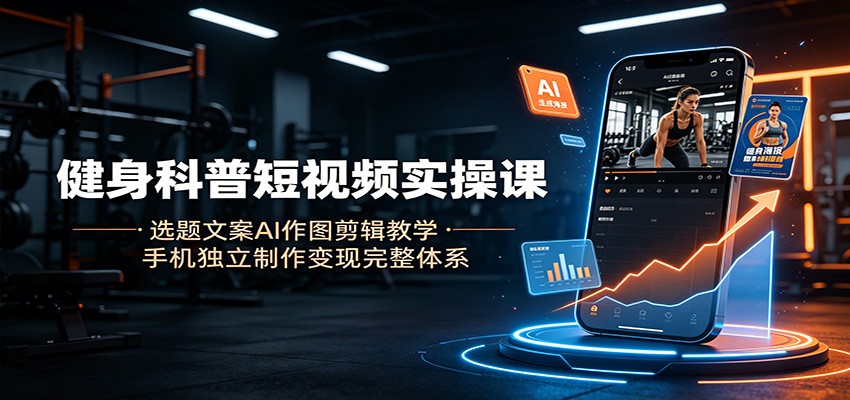 健身科普短视频实操课：选题文案AI作图剪辑教学，手机独立制作变现完整体系-Ai创业网