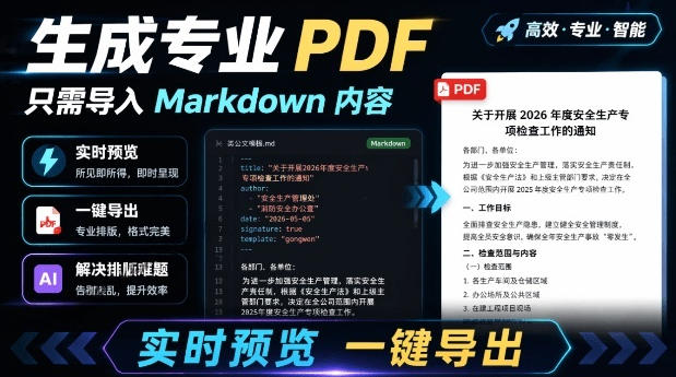 只需导入Markdown内容，实时预览一键导出专业PDF！轻松解决AI生成内容排版问题Presto-Ai创业网