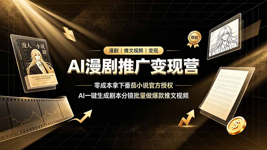 AI漫剧推广变现营，零成本拿下番茄小说官方授权，AI一键生成剧本分镜批量做爆款推文视频-Ai创业网