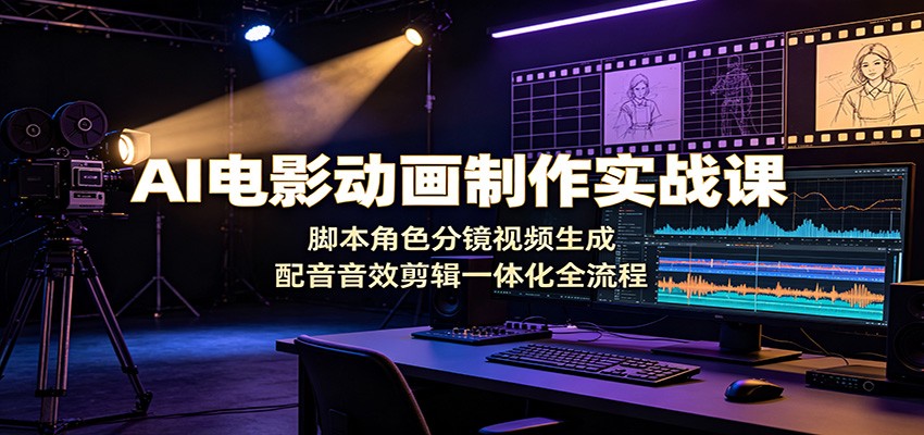 AI电影动画制作实战课：脚本角色分镜视频生成，配音音效剪辑一体化全流程-Ai创业网
