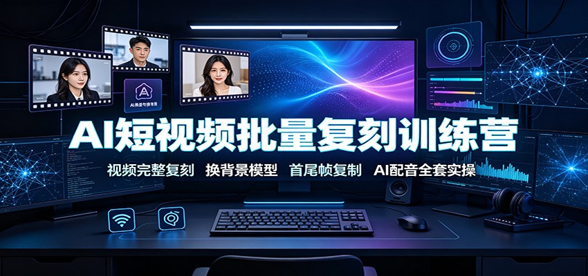 AI短视频批量复刻训练营：视频完整复刻，换背景模型、首尾帧复制、AI配音全套实操-Ai创业网