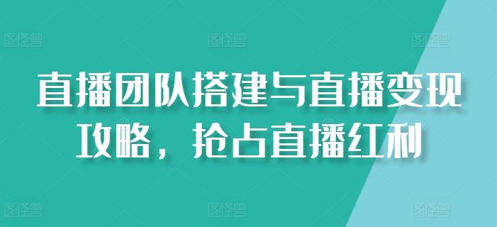 直播团队搭建与直播变现攻略，抢占直播红利-Ai创业网