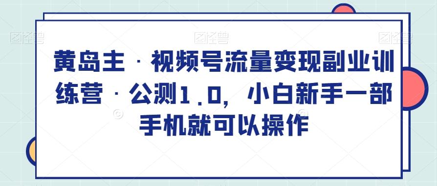 黄岛主·视频号流量变现副业训练营·公测1.0，小白新手一部手机就可以操作-Ai创业网