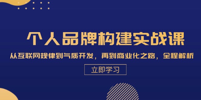 个人品牌构建实战课：从互联网规律到气质开发，再到商业化之路，全程解析-Ai创业网
