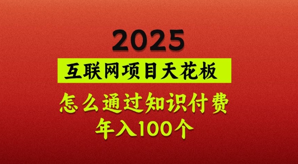 2025项目天花板，普通怎么通过知识付费翻身，年入百个【揭秘】-Ai创业网