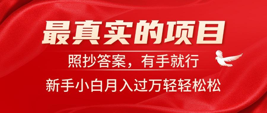 最真实的项目，照抄答案，有手就行，新手小白月入过万轻轻松松-Ai创业网