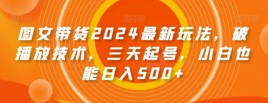 图文带货2024最新玩法，破播放技术，三天起号，小白也能日入500+【揭秘】-Ai创业网