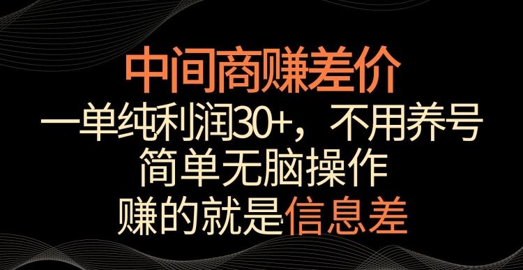 中间商赚差价，一单纯利润30+，简单无脑操作，赚的就是信息差，轻轻松松日入1000+【揭秘】-Ai创业网
