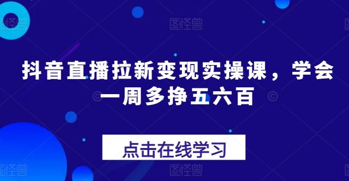 抖音直播拉新变现实操课，学会一周多挣五六百-Ai创业网