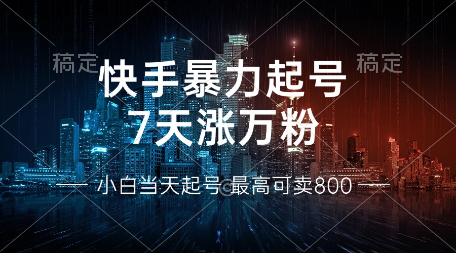 快手暴力起号，7天涨万粉，小白当天起号 多种变现方式，账号回收，单月…-Ai创业网