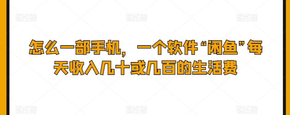 怎么一部手机，一个软件“闲鱼”每天收入几十或几百的生活费-Ai创业网