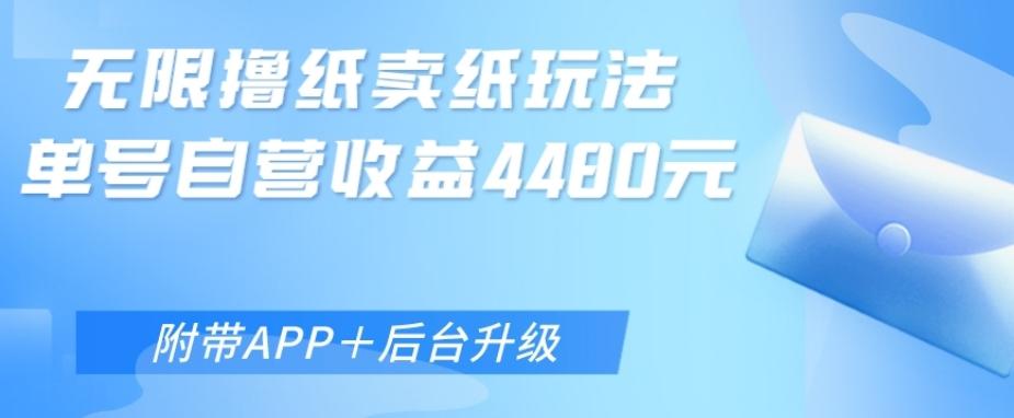 无限0元撸纸玩法、单号自营躺赚收益4480，【附带APP+后台升级】-Ai创业网