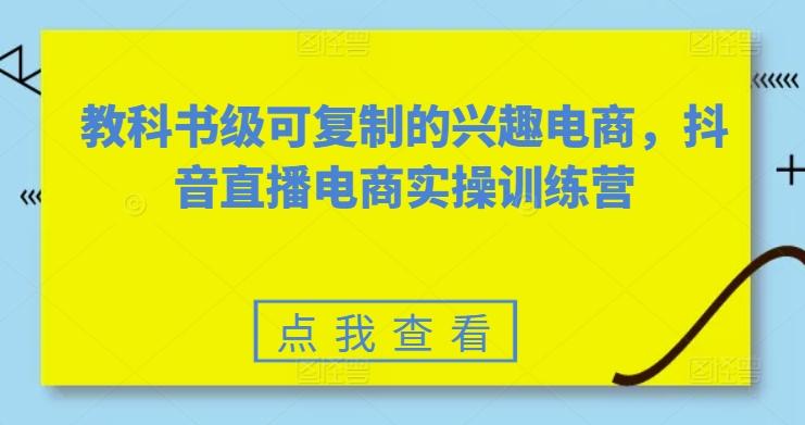 教科书级可复制的兴趣电商，抖音直播电商实操训练营-Ai创业网