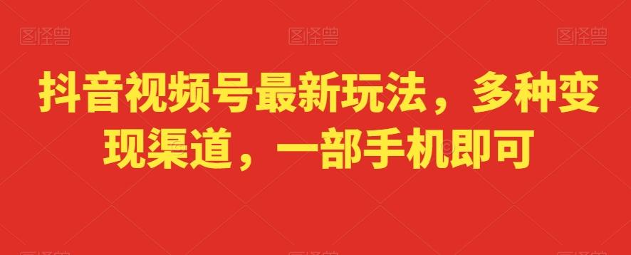 抖音视频号最新玩法，多种变现渠道，一部手机即可-Ai创业网
