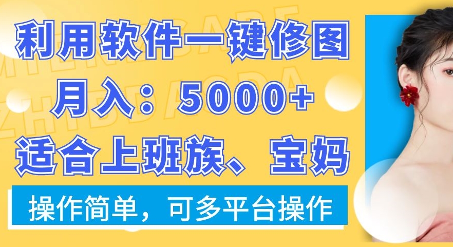 利用软件一键修图月入5000+，适合上班族、宝妈，操作简单，可多平台操作【揭秘】-Ai创业网