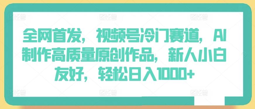 全网首发，视频号冷门赛道，AI制作高质量原创作品，新人小白友好，轻松日入1000+【揭秘】-Ai创业网