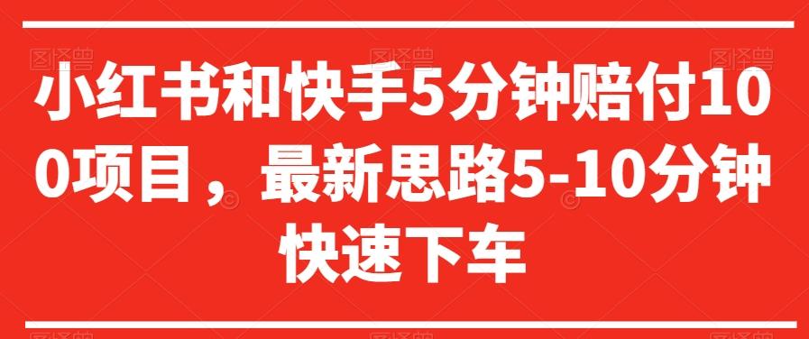 小红书和快手5分钟赔付100项目，最新思路5-10分钟快速下车【仅揭秘】-Ai创业网