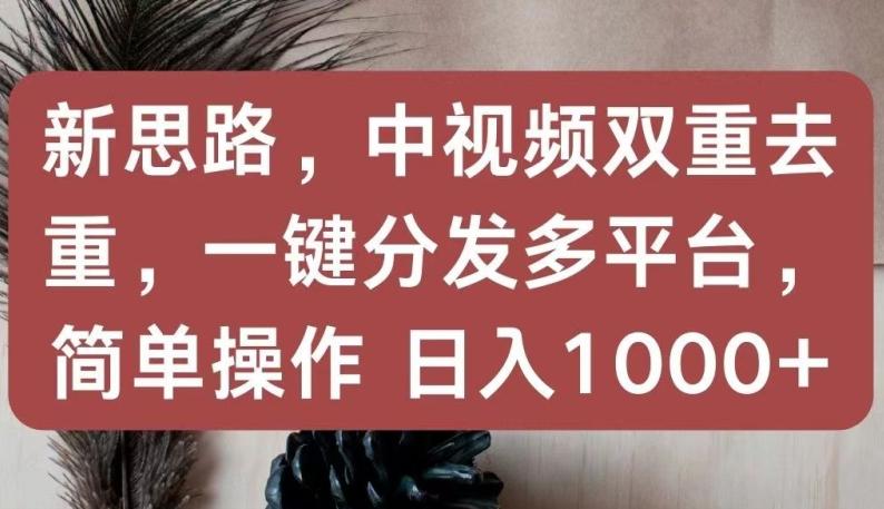 新思路，中视频双重去重，一键分发多平台，简单操作，日入1000+【揭秘】-Ai创业网