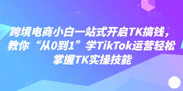 跨境电商小白一站式开启TK搞钱，教你“从0到1”学TikTok运营轻松掌握TK实操技能-Ai创业网
