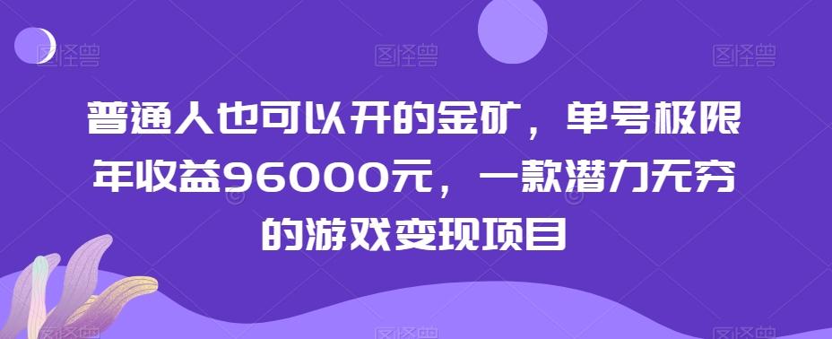 普通人也可以开的金矿，单号极限年收益96000元，一款潜力无穷的游戏变现项目【揭秘】-Ai创业网