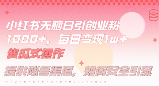 小红书无脑每日引流创业粉500+，小白每天只花半小时，躺赚长尾收益【揭秘】-Ai创业网