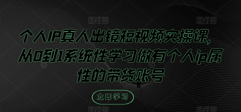个人IP真人出镜短视频实操课，从0到1系统性学习做有个人ip属性的带货账号-Ai创业网