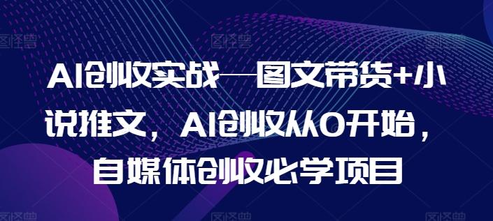 AI创收实战—图文带货+小说推文，AI创收从0开始，自媒体创收必学项目-Ai创业网