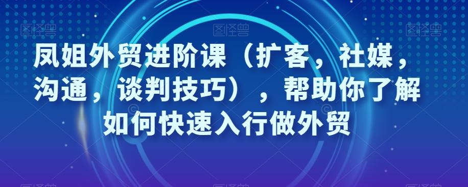 凤姐外贸进阶课（扩客，社媒，沟通，谈判技巧），帮助你了解如何快速入行做外贸-Ai创业网