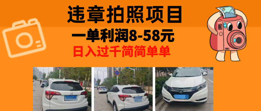 最强副业，违章拍照，一单利润8-58元，全国大小城市都可做-Ai创业网